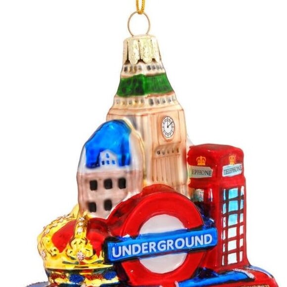 🎄Kurt Adler LONDON 5-Inch Glass Christmas Tree Large Ornament City Scapes Noble - Picture 8 of 13